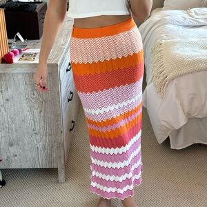 Vibrant Chevron Knit Maxi Skirt